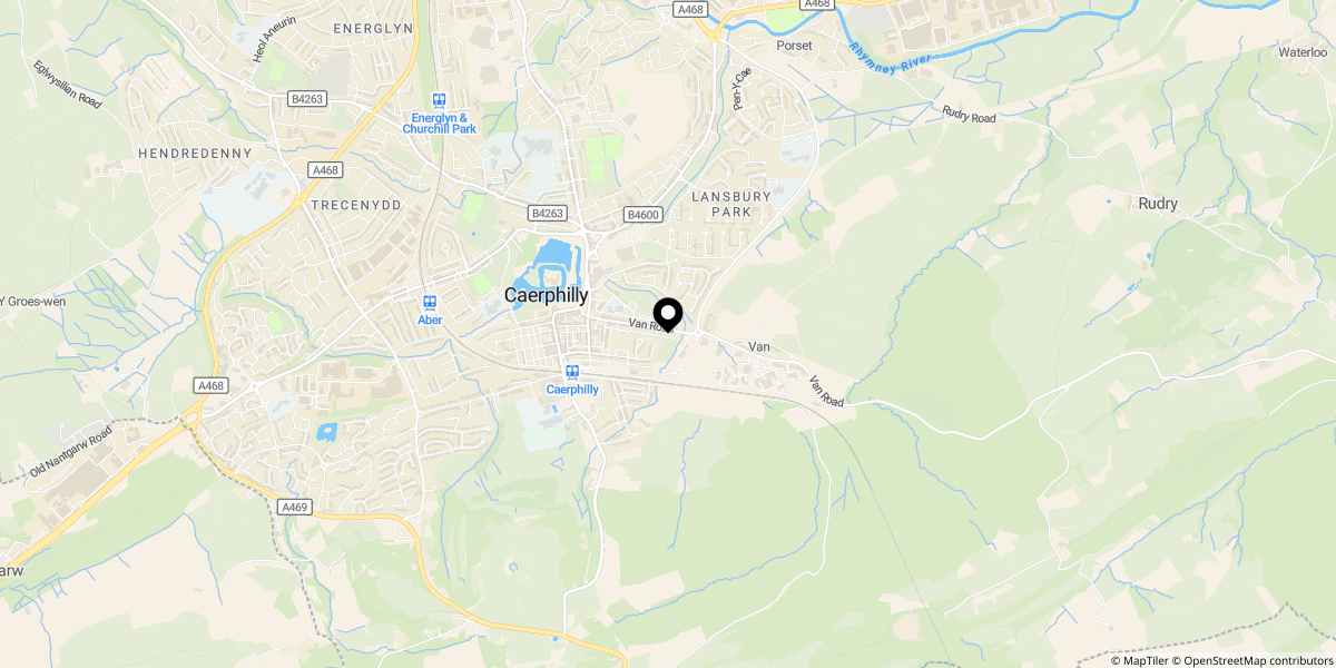 Approximate location of Van Road, Caerphilly, CF83 1LA