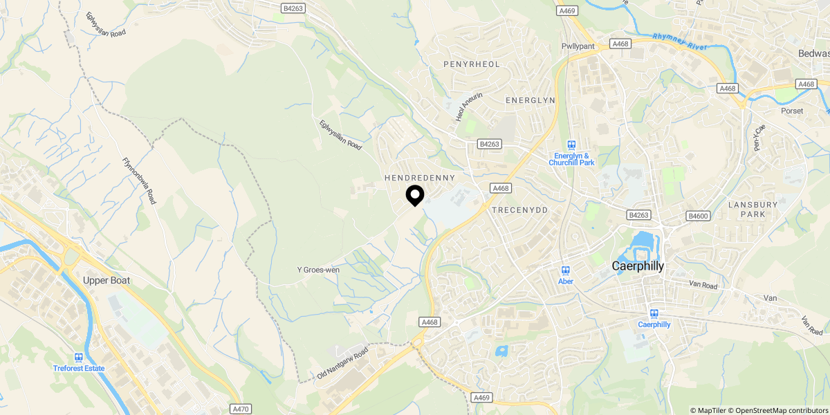 Approximate location of Pembroke Court, Caerphilly, CF83 2TN