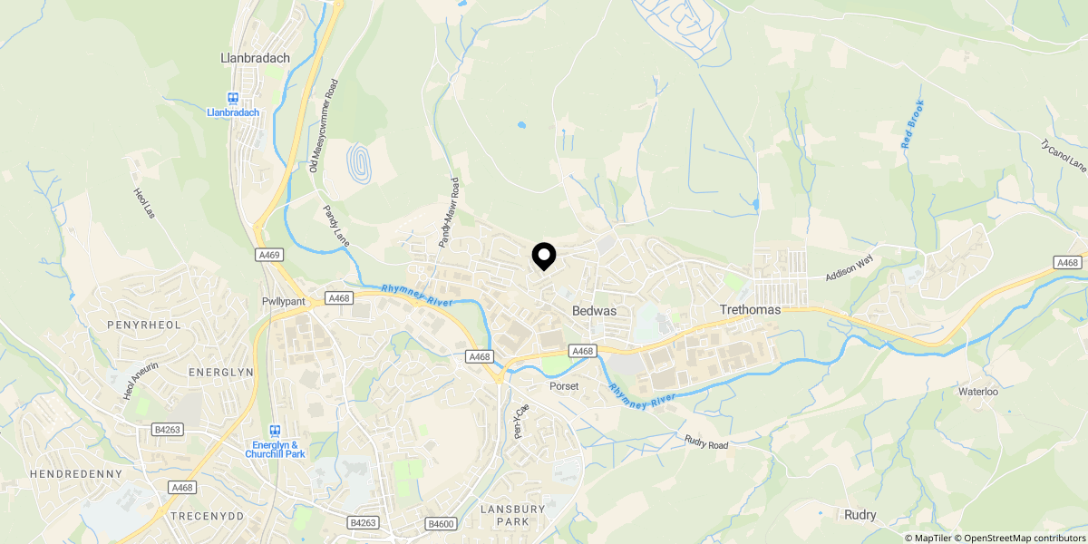 Approximate location of Cherry Tree Close, Bedwas, Caerphilly, CF83 8HB