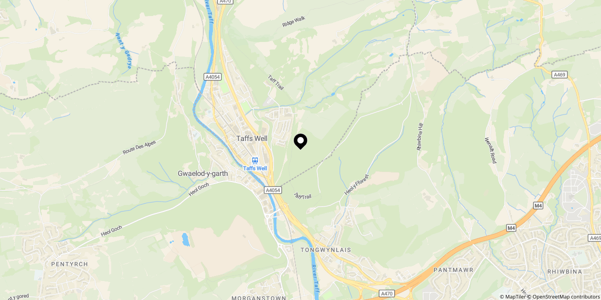 Approximate location of Abbey Close, Taffs Well, Cardiff, CF15 7RS