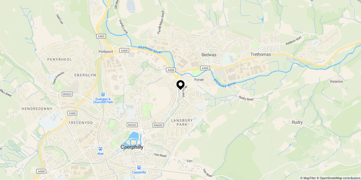Approximate location of Bedwas Road, Porset, Caerphilly, CF83 3BL