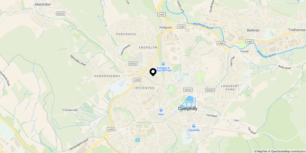 Approximate location of Energlyn Close, Caerphilly, CF83 2QU