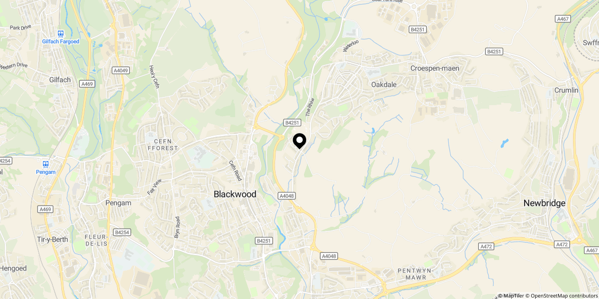Approximate location of Penmaen, Blackwood, NP12 0DL