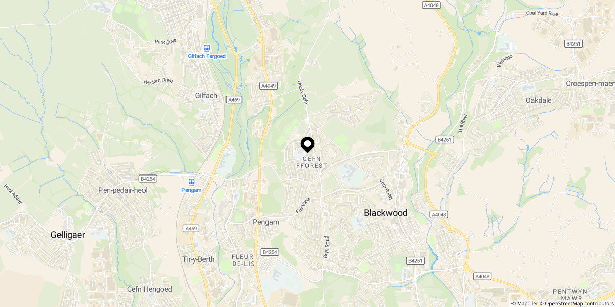 Approximate location of Penybryn Avenue, Cefn Fforest, Blackwood, NP12 3LJ