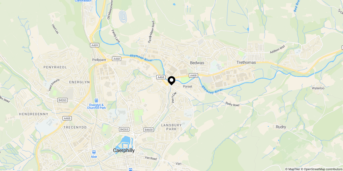 Approximate location of Porset Row, Caerphilly, CF83 3BJ