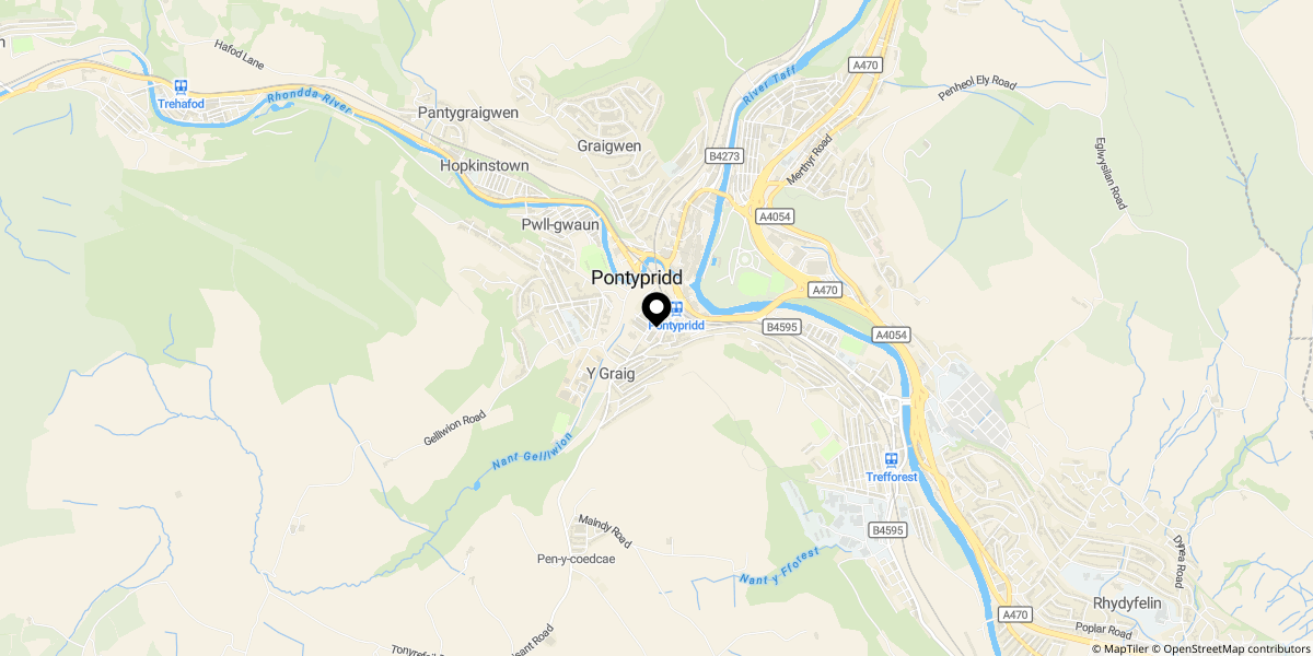 Approximate location of Kirkhouse Street, Pontypridd, CF37 1LF