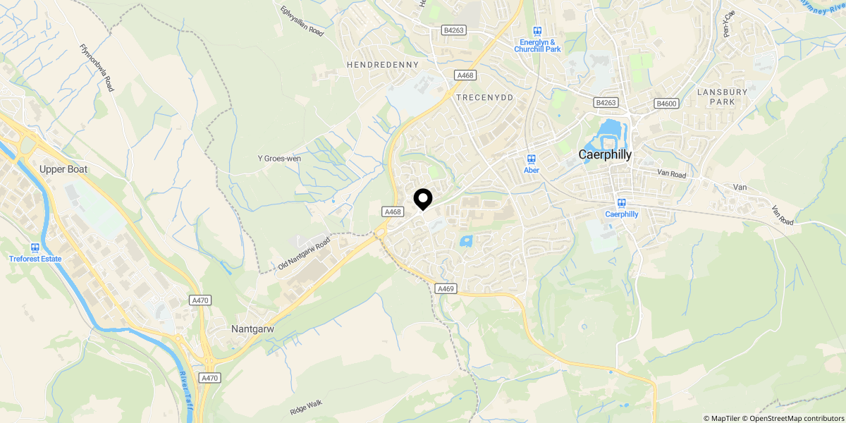 Approximate location of Meadow Way, Caerphilly, CF83 1TF
