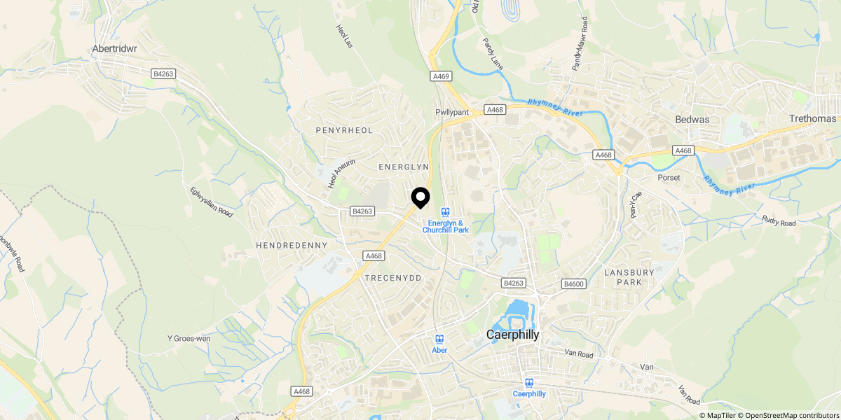 Approximate location of Ael-y-Bryn, Caerphilly, CF83 2QX