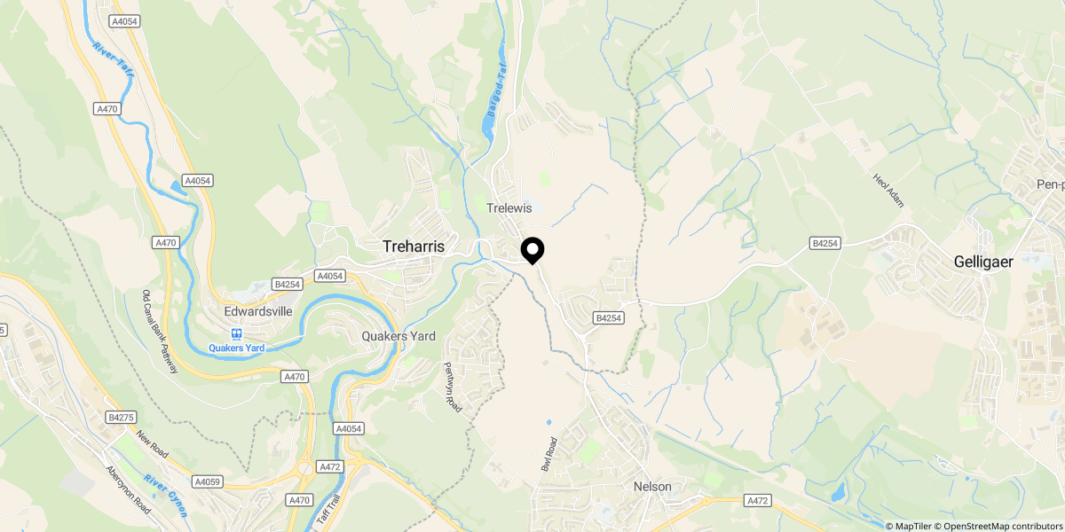 Approximate location of Beechcroft, Trelewis, Treharris, CF46 6BP