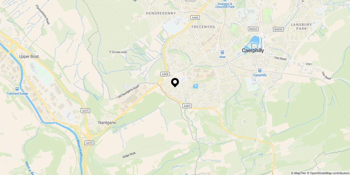 Approximate location of Meadow Way, Caerphilly, CF83 1TF