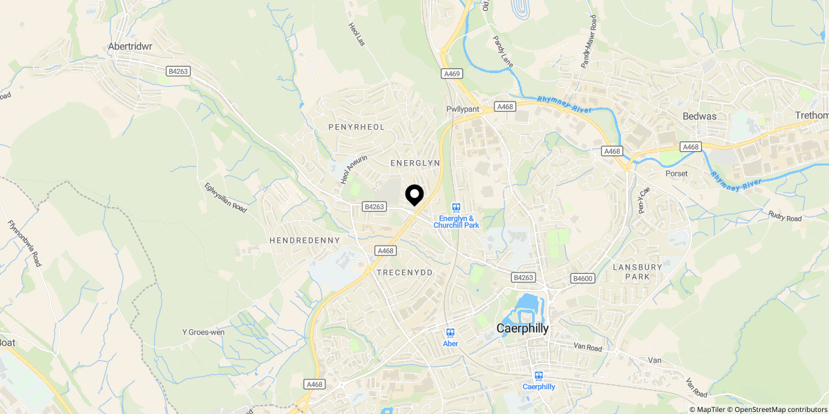 Approximate location of Energlyn Terrace, Caerphilly, CF83 2QZ