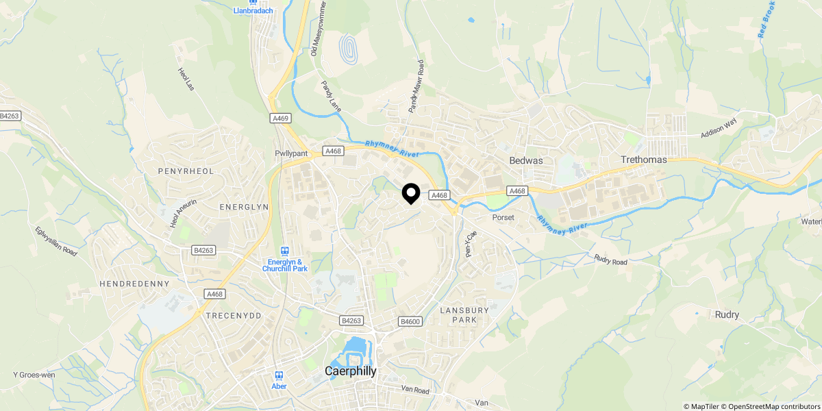 Approximate location of Heol Ty Crwn,  Caerphilly, CF83 3QW